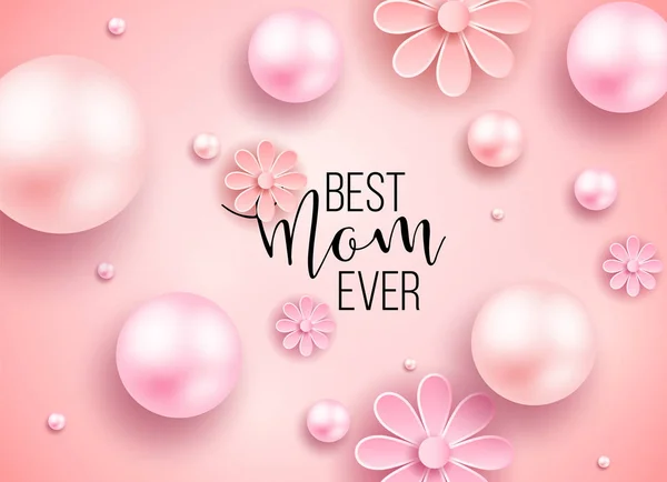 Διάταξη Του Ημέρα Ευτυχισμένη Μητέρα Του Σχεδιασμού Λουλούδια Γράμματα Μαργαριτάρια — Διανυσματικό Αρχείο
