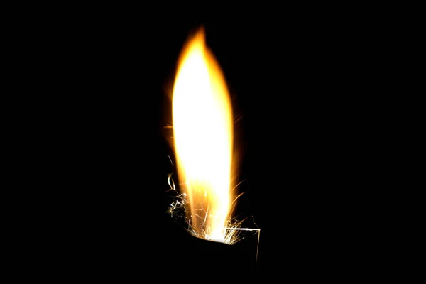 Close Lighter Fire Sparkle Isolated Black Background — Stock Photo, Image