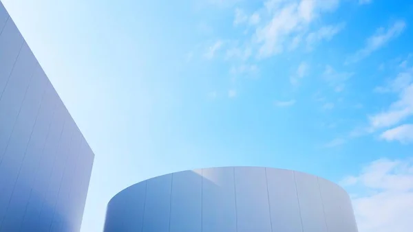 Forme Architecture Moderne Bâtiment Béton Blanc Avec Fond Ciel Bleu — Photo