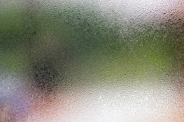 Regendruppels Glasoppervlak Groen Natuurlijke Wazige Achtergrond Patroon Detail Van Regendruppels — Stockfoto