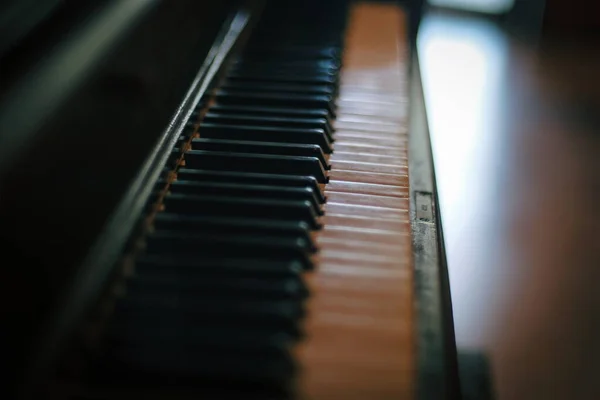 Παλιά Μουσική Πιάνου Vintage Φόντο Επιλεκτική Εστίαση Ζεστός Τόνος — Φωτογραφία Αρχείου