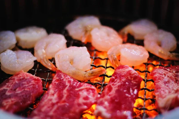 Macro Κοντινό Πλάνο Του Ιαπωνικού Στυλ Σχάρα Φέτα Βοείου Κρέατος — Φωτογραφία Αρχείου