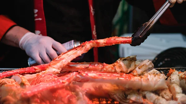 Primer Plano Gigante Rey Patas Cangrejo Venta Japón Mercado Comida — Foto de Stock