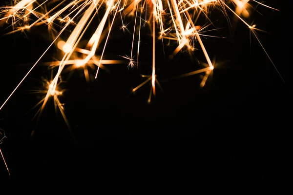 Glittering Burning Sparkler Bengal Flame Black Background — Stock Photo, Image