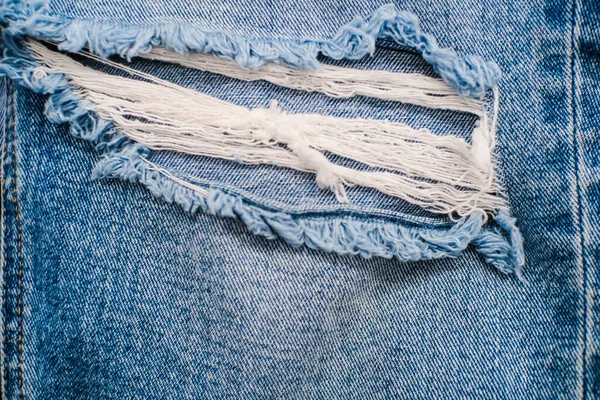 Detalhe Jeans Jeans Jeans Azul Vintage Rasgado Fundo Textura Moda — Fotografia de Stock