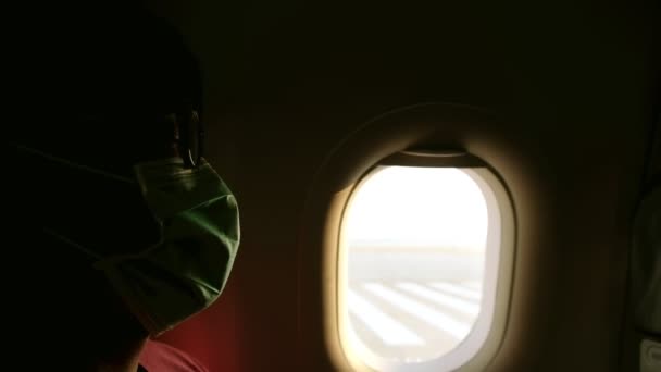 Passageiro Jovem Turista Asiático Vestindo Máscara Higiênica Proteção Para Evitar — Vídeo de Stock