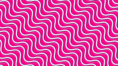 Beyaz çizgilerin hareketli dalgalı döngüleri pürüzsüz animasyon görüntüleri şablon dokusu pembe arkaplan üzerinde soyut