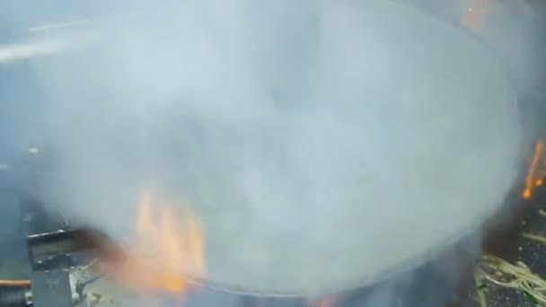 Повільний Рух Закриває Приготування Їжі Штир Смажена Вода Мімоза Чілі — стокове відео