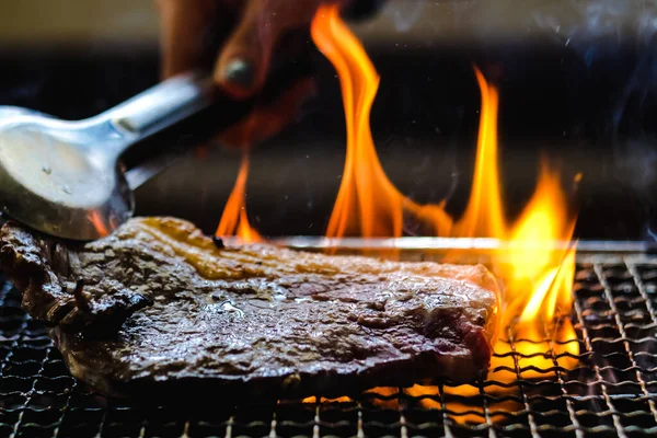 Carne Jugosa Carne Res Barbacoa Barbacoa Parrilla Estufa Carbón Con Imagen De Stock