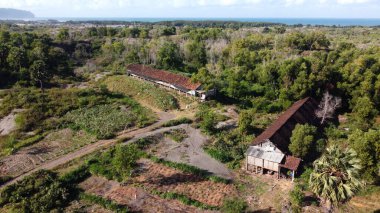 Evin güzel manzaralı havadan manzarası. Yaz manzarası