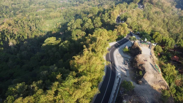 Vue Aérienne Route Sinueuse Sur Colline Bukit Bego Bego Yogyakarta — Photo