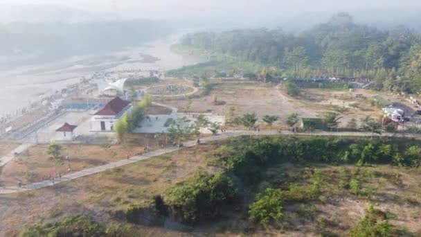 Pemandangan Udara Bendungan Kamijoro Pagi Hari Yogyakarta Indonesia — Stok Video