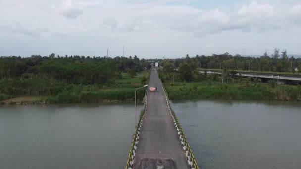 Légi Felvétel Progo Folyón Áthaladó Hídról Yogyakarta Indonézia — Stock videók