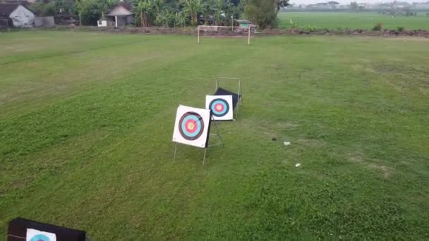 Aerial View Field Archery Training — Stock Video