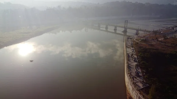 Αεροφωτογραφία Του Φράγματος Kamijoro Στον Ποταμό Progo Γιογκιακάρτα Ινδονησία — Φωτογραφία Αρχείου