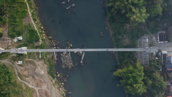 Vue Aérienne Pont Suspendu Dans Village Nangsri Bantul Yogyakarta Indonésie — Photo