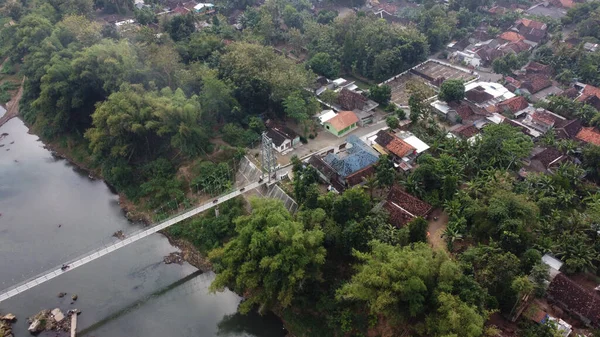 Vue Aérienne Pont Reliant Village Dans Région Bantul Yogyakarta Indonésie — Photo