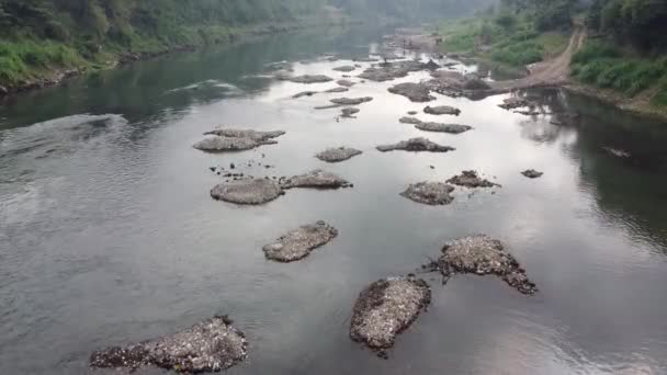 Vedere Aeriană Unei Mine Tradiționale Nisip Râul Opak Yogyakarta Indonezia — Videoclip de stoc