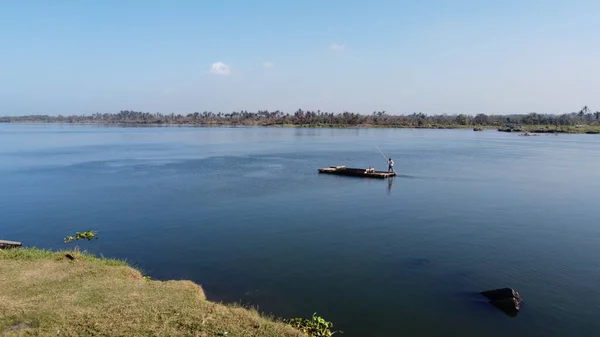 Zattera Bambù Nel Fiume Opak Estuario Del Fiume Opak Bantul — Foto Stock