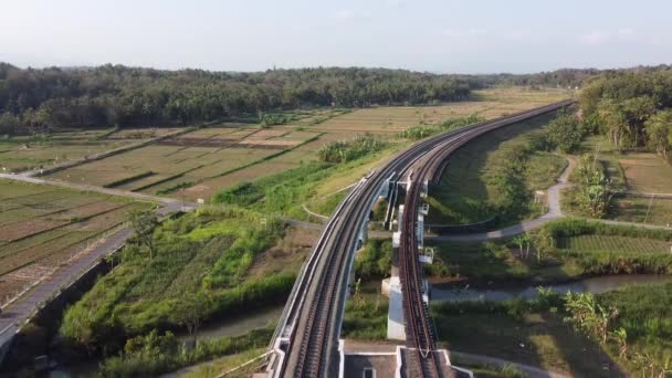 Widok Lotu Ptaka Torów Kolejowych Yogyakarta Indonezja — Wideo stockowe