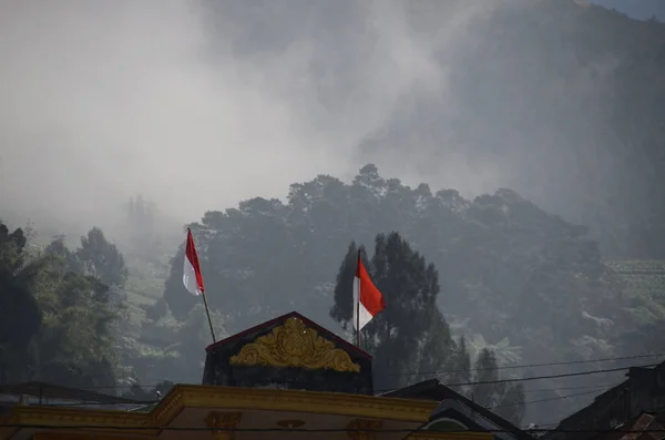 Центральная Ява Индонезия Августа 2020 Года Туристическая Деревня Склонах Горы — стоковое фото