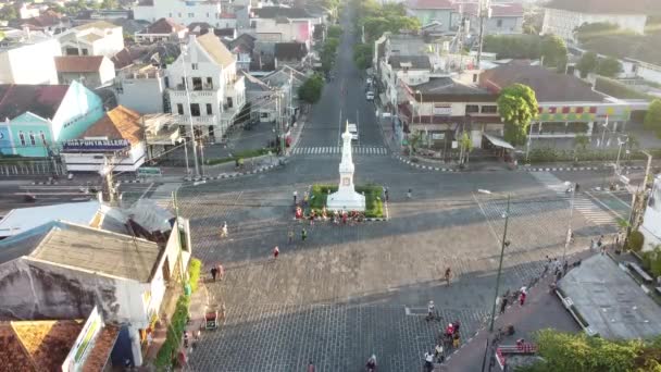 Yogyakarta Indonezja Sierpnia 2020 Zdjęcia Lotnicze Tugu Jogja Rano — Wideo stockowe