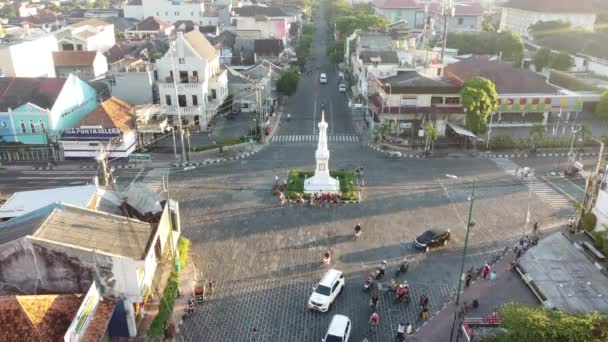 Yogyakarta Indonezja Sierpnia 2020 Zdjęcia Lotnicze Tugu Jogja Rano — Wideo stockowe