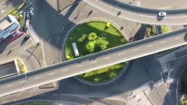 Yogyakarta, Endonezya - 21 Ağustos 2020: Sleman Yogyakarta 'daki Jombor üstgeçişinin hava görüntüleri