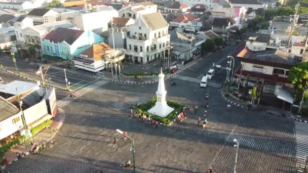 Yogyakarta Indonezja Sierpnia 2020 Zdjęcia Lotnicze Tugu Jogja Rano — Wideo stockowe