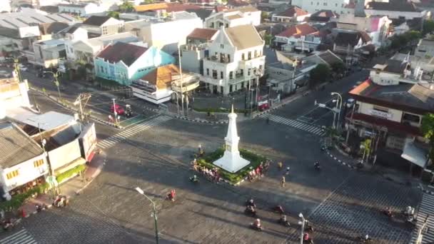 Yogyakarta Indonezja Sierpnia 2020 Zdjęcia Lotnicze Tugu Jogja Rano — Wideo stockowe