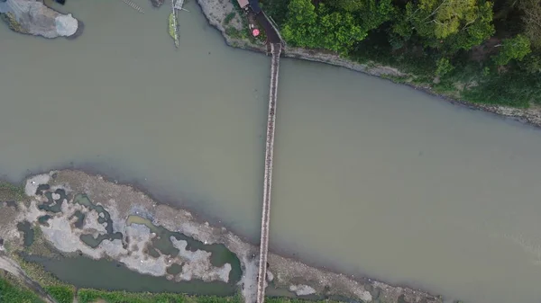 Vista Aérea Rio Progo Yogyakarta Belo Cenário — Fotografia de Stock