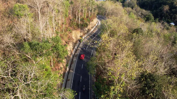 Letecký Pohled Klikatou Cestu Turistické Destinace Mangunan Bantul — Stock fotografie