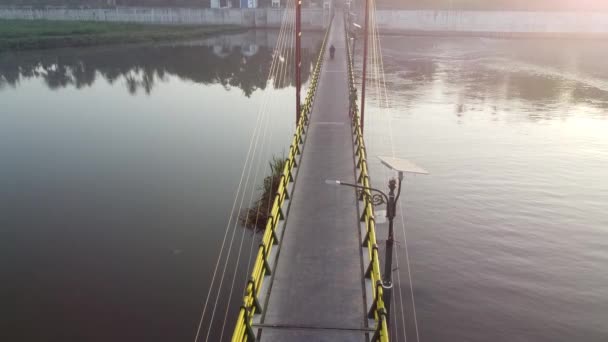 Zdjęcia Lotnicze Mostu Tamie Kamijoro Yogyakarta Indonezja — Wideo stockowe