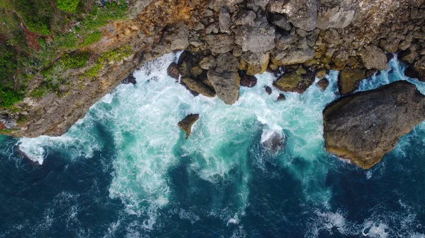 Vista Aérea Hermosos Acantilados Costeros Playa Kesirat Yogyakarta Indonesia Imagen De Stock