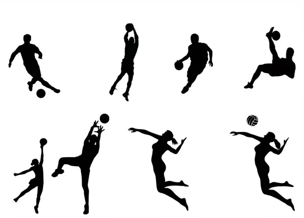 Illustration Sportsmen Silhouettes White Background — Stock Photo, Image