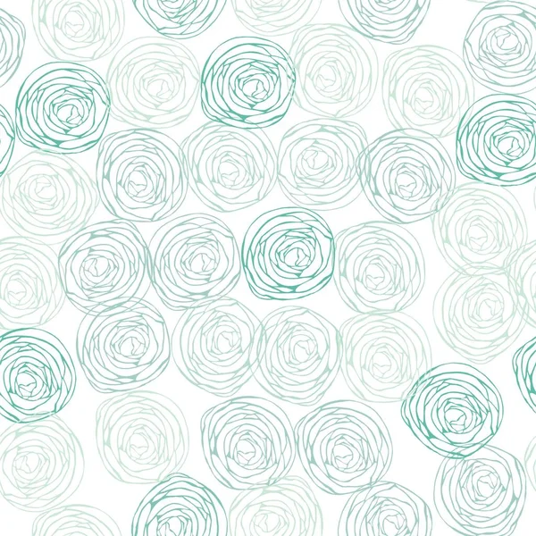 Beyaz arka planda mavi yuvarlak çiçeklerin kusursuz deseni. Vektör arkaplanı. Stok illüstrasyonu.