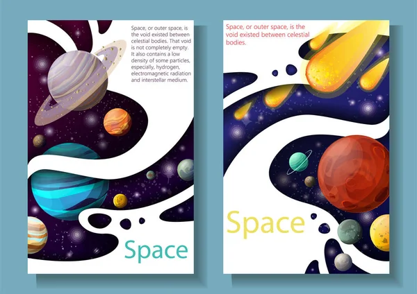 Gezegenler ve uydular. Güneş sistemi. Vektör tasarımı. Stok illüstrasyonu.