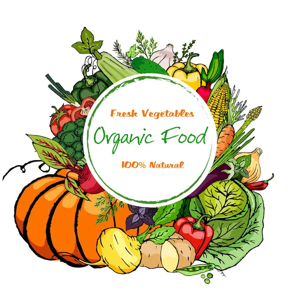 Olgun, taze sebzeler ve beyaz arka planda aromatik otlar. Yiyecek toplama. Tak vektörü.