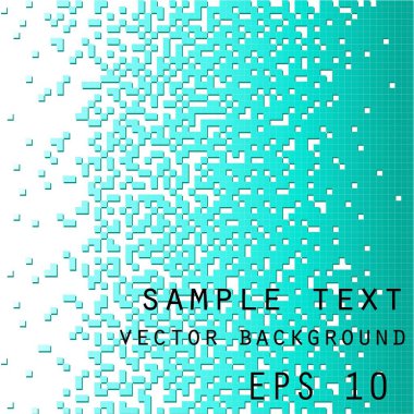 Geometrik şekillerin parlak mavi deseni. Kare, dikdörtgen ve piksellerin arkaplanı. Kitapçık, broşür, poster, iş için tasarım. Hisse senedi. Metin.