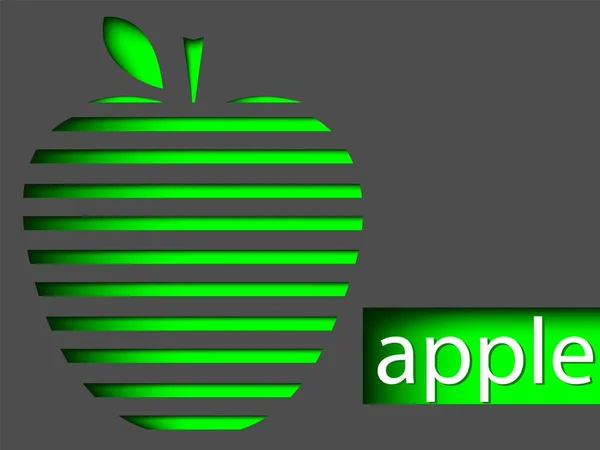 Manzana Verde Tallada Sobre Fondo Gris Diseño Papel Logo Banner — Vector de stock