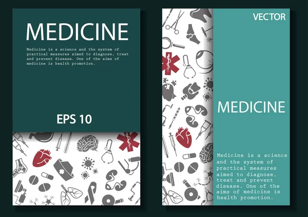 Hastane ve sitelerin tasarımı için tıbbi tasarım. Uzman doktorların listesi, uzmanlık alanları. Tıbbi ikonlar. Stok vektörü.