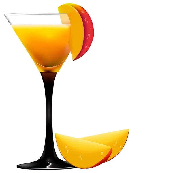 Naranja Cóctel Alcohólico Con Mango Vasos Hermosos Bebidas Bar Fondo — Vector de stock