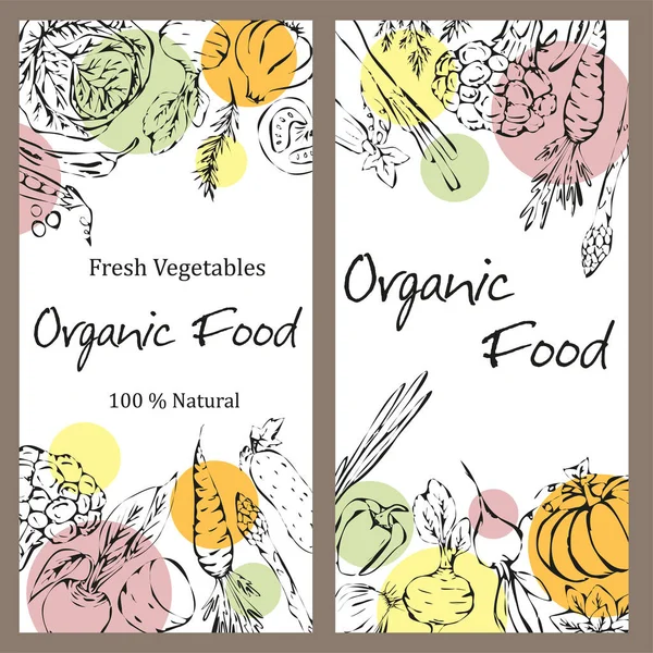 Olgun, taze sebzeler ve aromatik bitkiler. Yiyecek toplama. Tak vektörü.