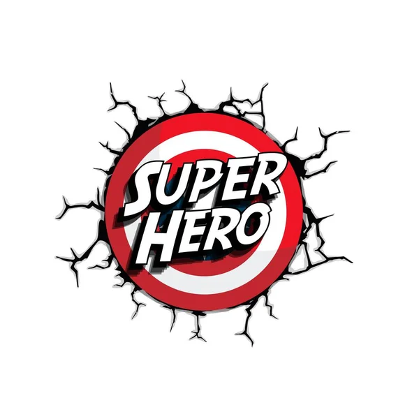 Beyaz duvar kırılmış ve çatlamış. Duvarda metal kalkan var. Stok vektörü.