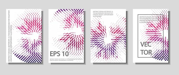 Dört çizimden oluşan bir set. Noktaların soyut gradyan arkaplanı. Dekorasyon için tasarım. Tak vektörü.