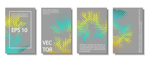 Dört çizimden oluşan bir set. Noktaların soyut gradyan arkaplanı. Dekorasyon için tasarım. Tak vektörü.