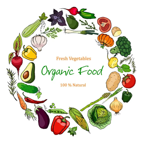 Olgun, taze sebzeler ve beyaz arka planda aromatik otlar. Yiyecek toplama. Tak vektörü.