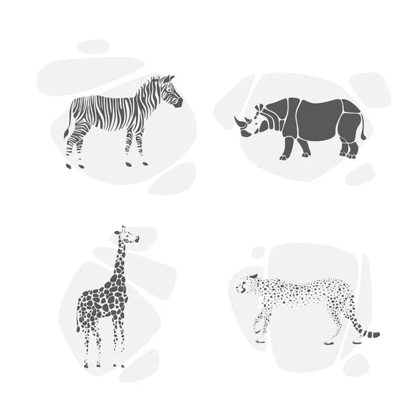 Zestaw sylwetki zwierząt Safari. Ilustracja wektorowa. — Wektor stockowy