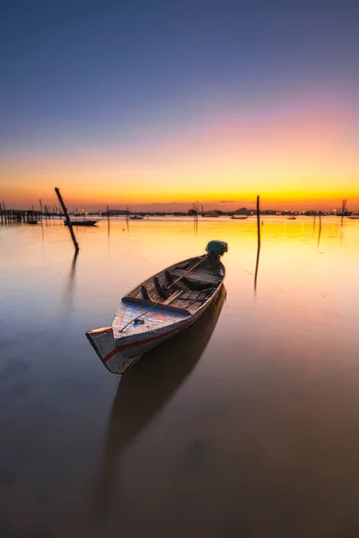 Beau Coucher Soleil Sur Plage Teluk Terih Île Batam — Photo