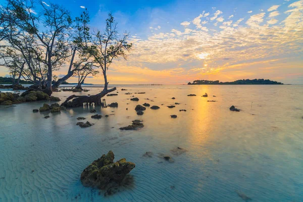 Krásný Východ Slunce Pláži Elyora Barelang Batam Mangrovníky Korálové Útesy — Stock fotografie